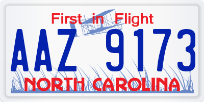 NC license plate AAZ9173