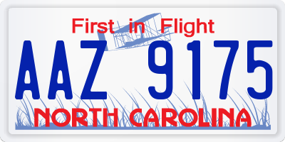 NC license plate AAZ9175