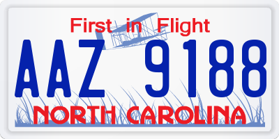 NC license plate AAZ9188