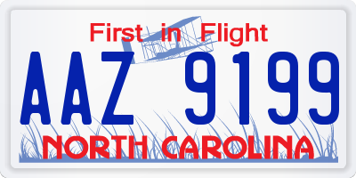 NC license plate AAZ9199