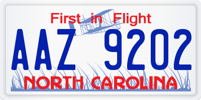 NC license plate AAZ9202