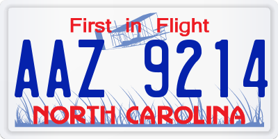 NC license plate AAZ9214
