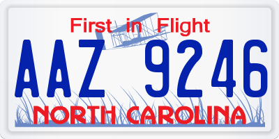 NC license plate AAZ9246