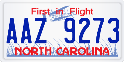 NC license plate AAZ9273