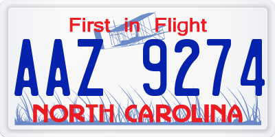 NC license plate AAZ9274