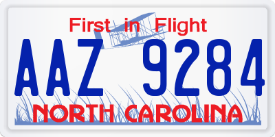 NC license plate AAZ9284