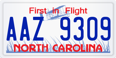 NC license plate AAZ9309