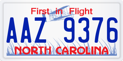 NC license plate AAZ9376