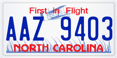 NC license plate AAZ9403