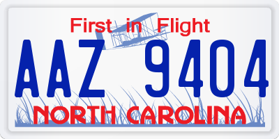 NC license plate AAZ9404