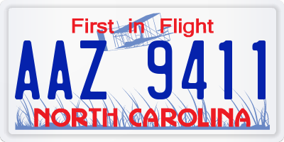 NC license plate AAZ9411