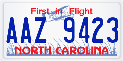 NC license plate AAZ9423