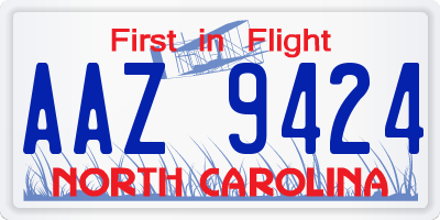 NC license plate AAZ9424
