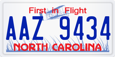 NC license plate AAZ9434