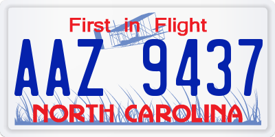 NC license plate AAZ9437