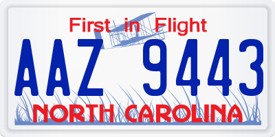 NC license plate AAZ9443