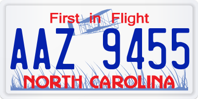 NC license plate AAZ9455