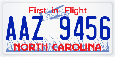 NC license plate AAZ9456