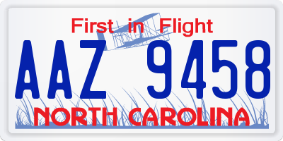 NC license plate AAZ9458