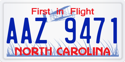 NC license plate AAZ9471