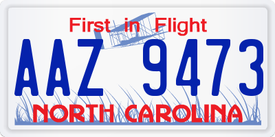 NC license plate AAZ9473