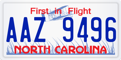 NC license plate AAZ9496