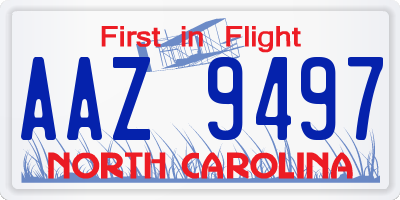 NC license plate AAZ9497