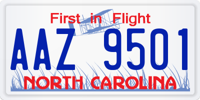 NC license plate AAZ9501