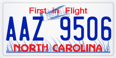 NC license plate AAZ9506