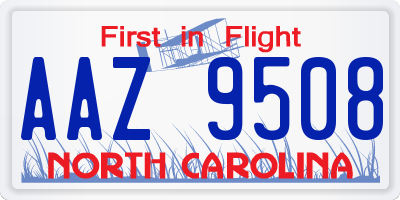 NC license plate AAZ9508
