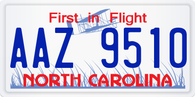 NC license plate AAZ9510