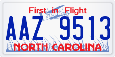 NC license plate AAZ9513