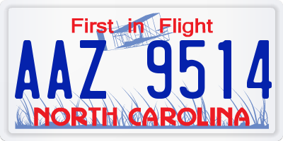 NC license plate AAZ9514