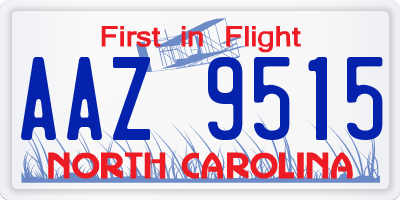 NC license plate AAZ9515