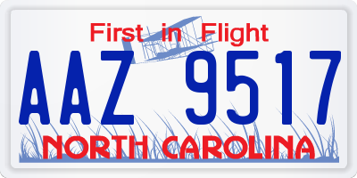 NC license plate AAZ9517