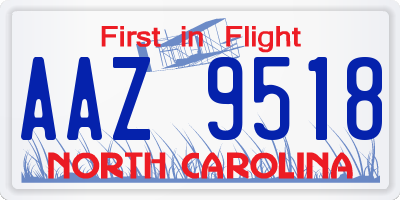NC license plate AAZ9518