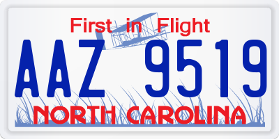 NC license plate AAZ9519