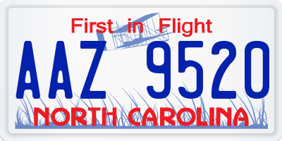 NC license plate AAZ9520