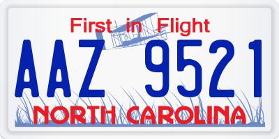 NC license plate AAZ9521
