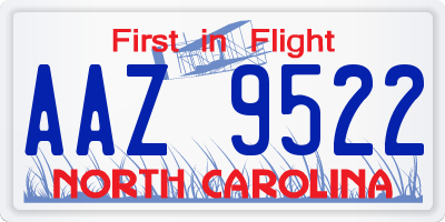 NC license plate AAZ9522