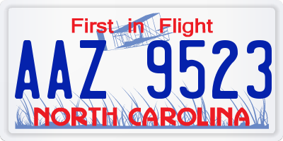 NC license plate AAZ9523