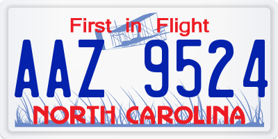 NC license plate AAZ9524
