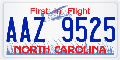 NC license plate AAZ9525