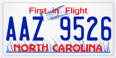 NC license plate AAZ9526