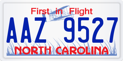 NC license plate AAZ9527