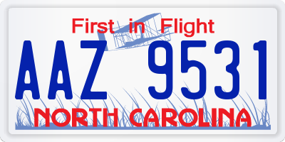 NC license plate AAZ9531