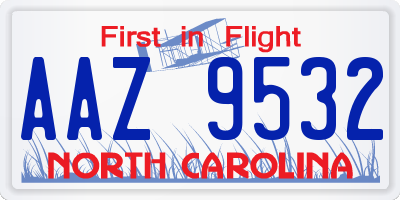 NC license plate AAZ9532