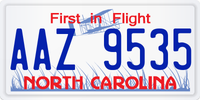 NC license plate AAZ9535