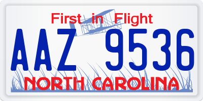 NC license plate AAZ9536