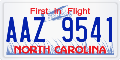 NC license plate AAZ9541
